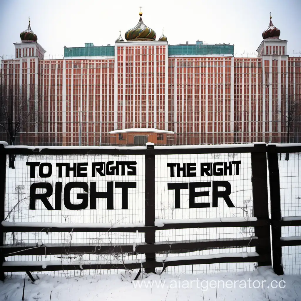 на забора написано "За правами туда" на фоне Москвы