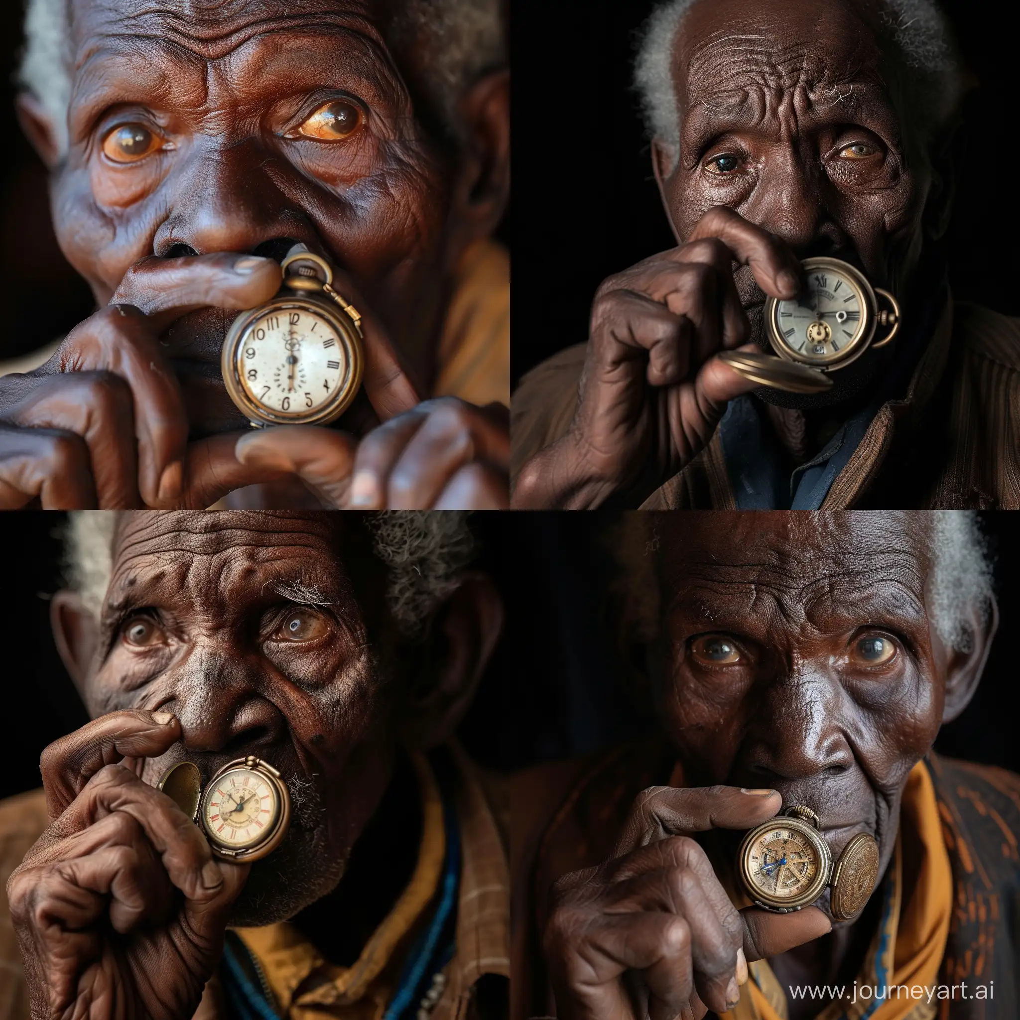 Senior-African-Man-Admiring-Antique-Pocket-Watch