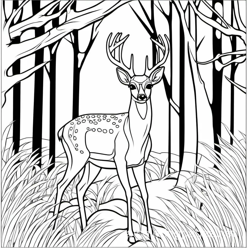 WhiteTailed-Deer-Coloring-Page-with-Ample-White-Space