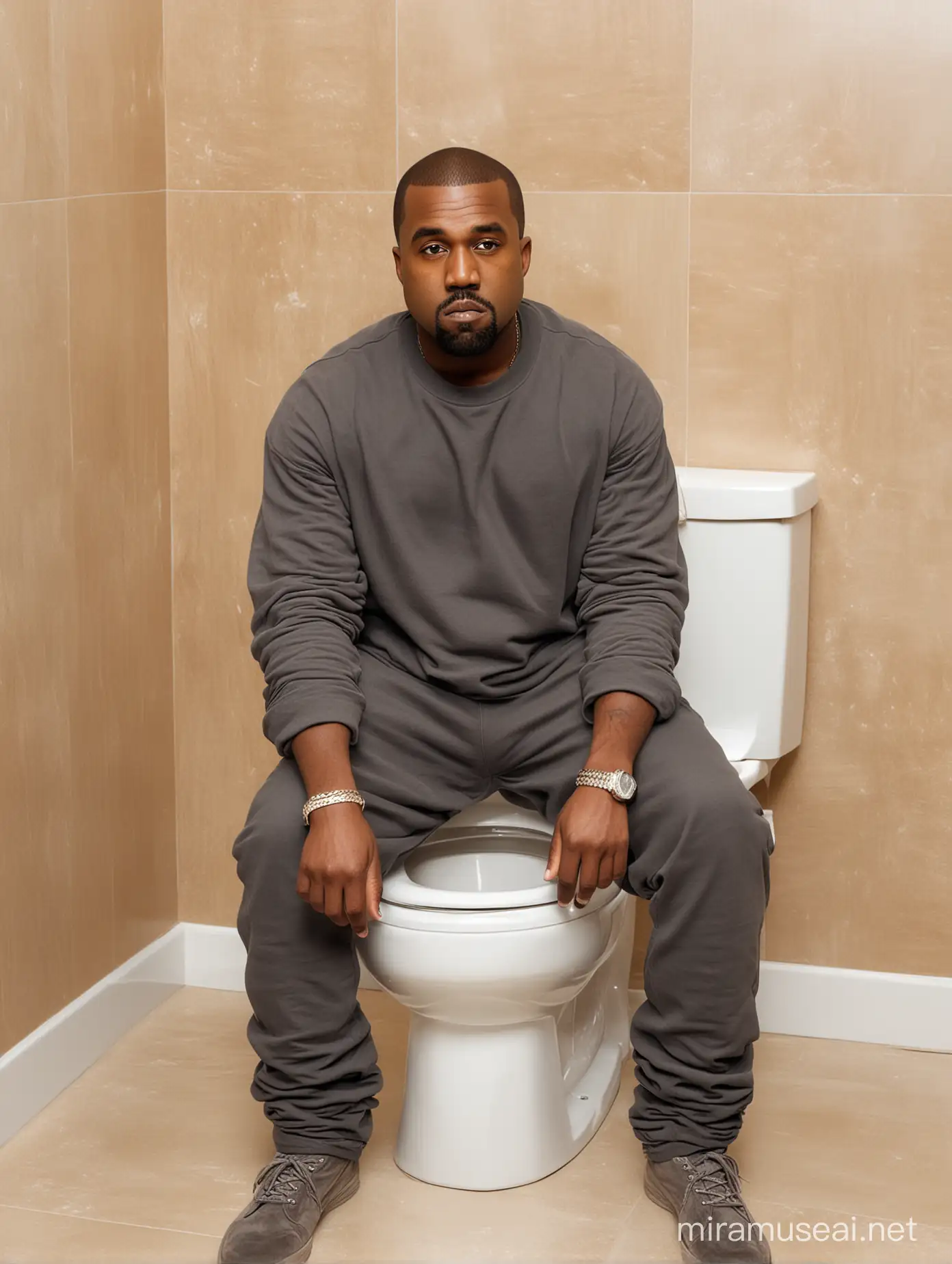 Rap Star Kanye West at a Luxurious Bathroom