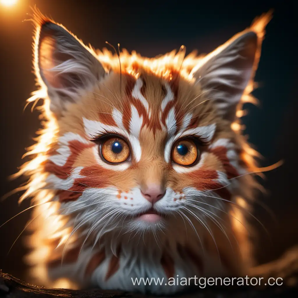 expressive look, fantasy style, professional photo, beautiful, realistic, 8k, high resolution, 30mm lens, ISO 100, high detail, warm lighting, cute little animal hyperdetalization of the face