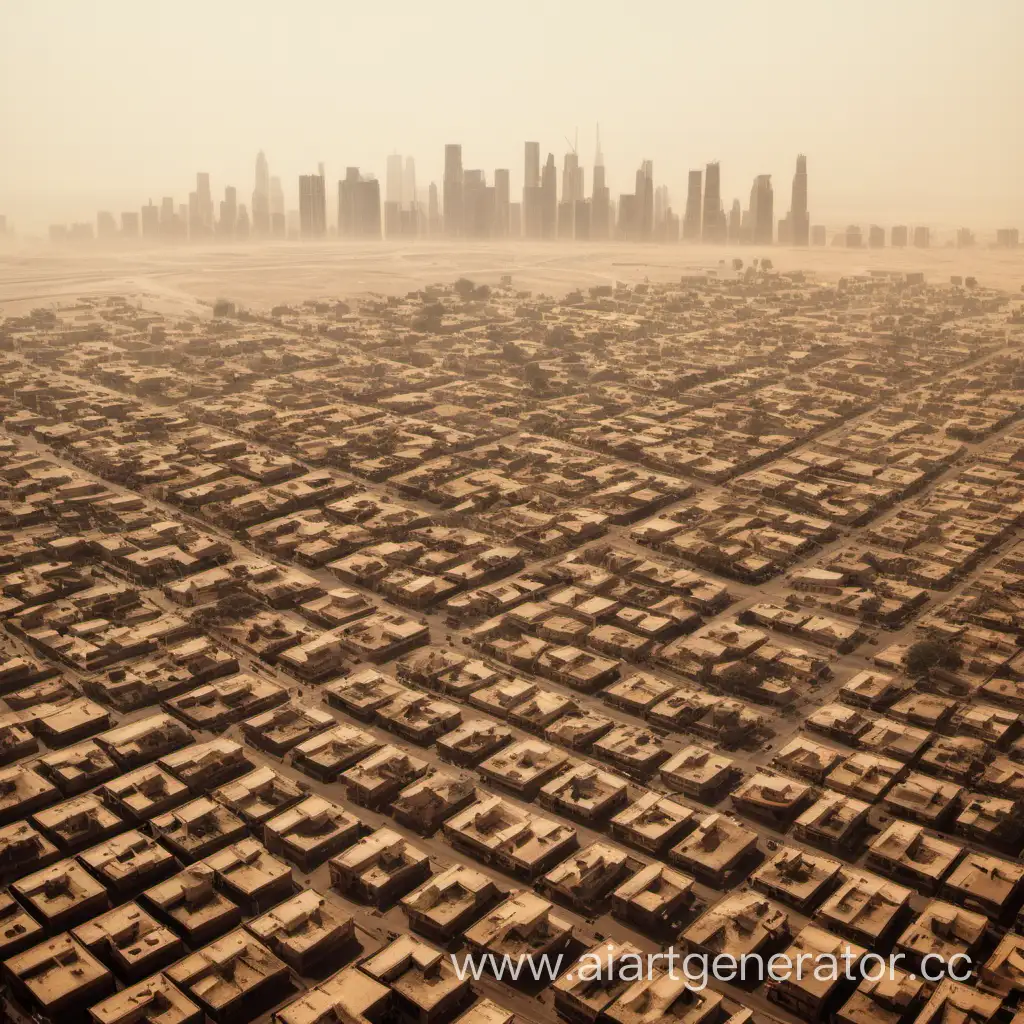 dusty city without trees
