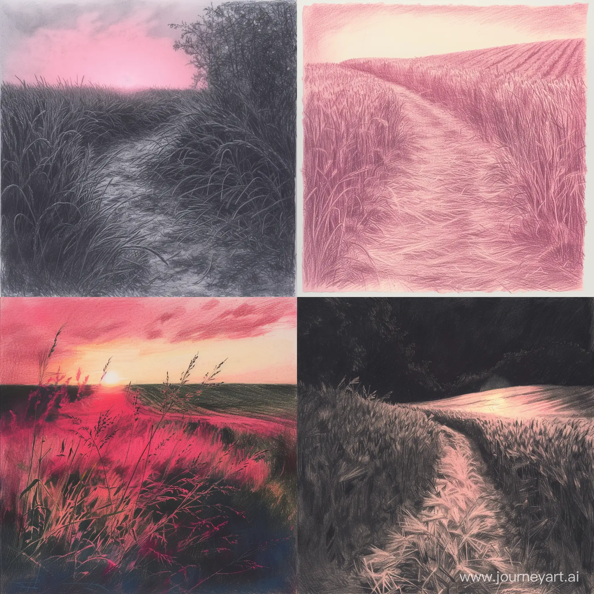 Sunset-Illuminating-Compressed-Rye-Field-Sketch