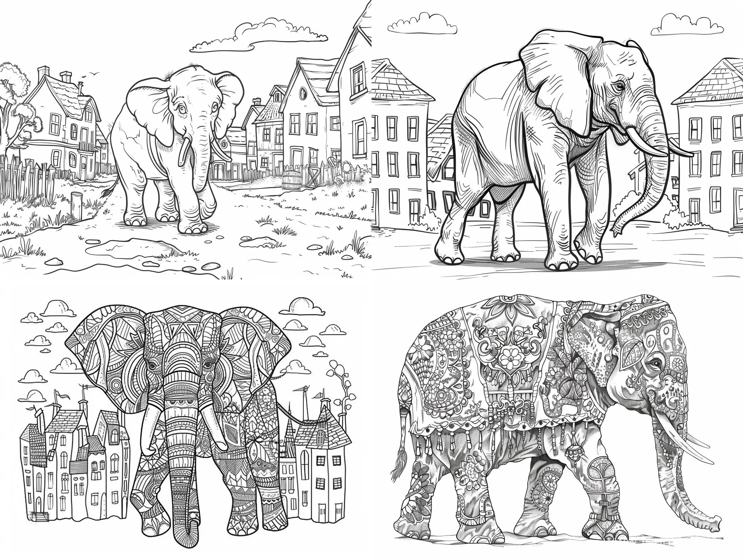 Funny-Cartoon-Elephant-Coloring-Page-for-Kids-in-Detailed-Isolated-Town-Scene