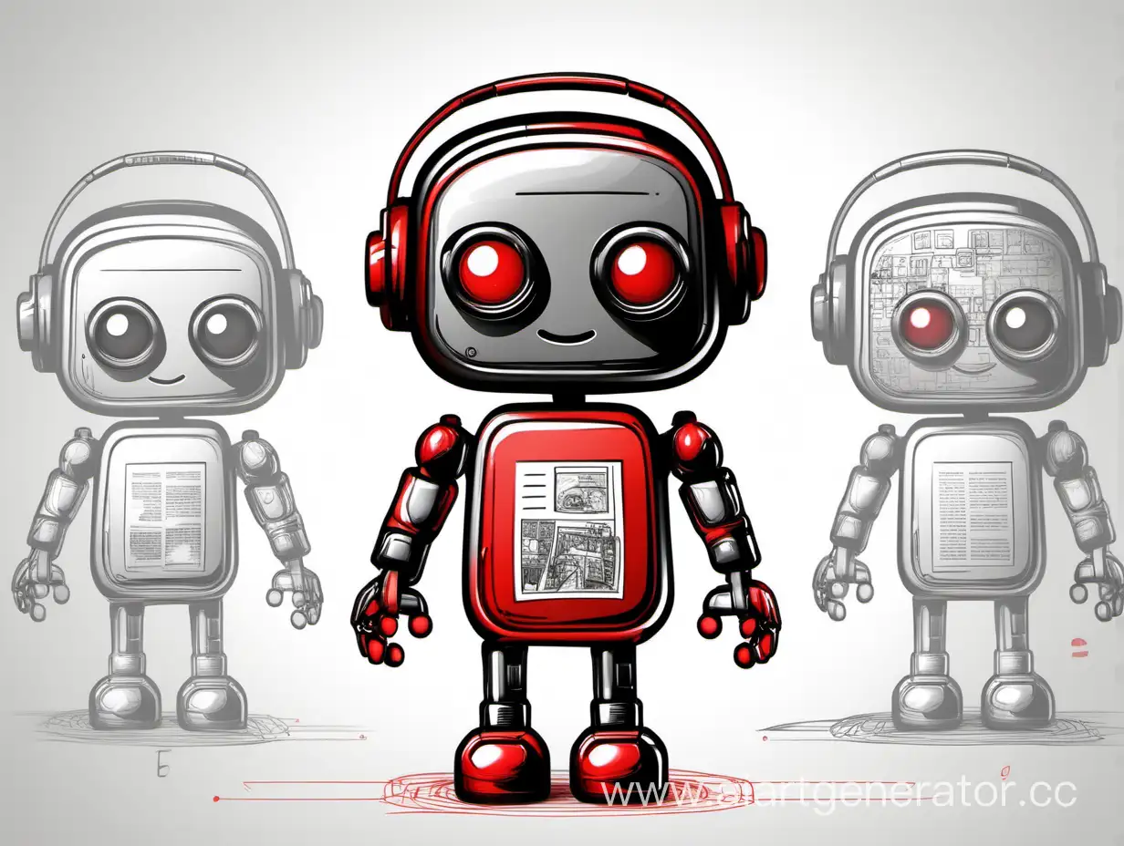 Sketch-of-a-Chatbot-for-Schoolchildren-in-Grayscale-and-Red