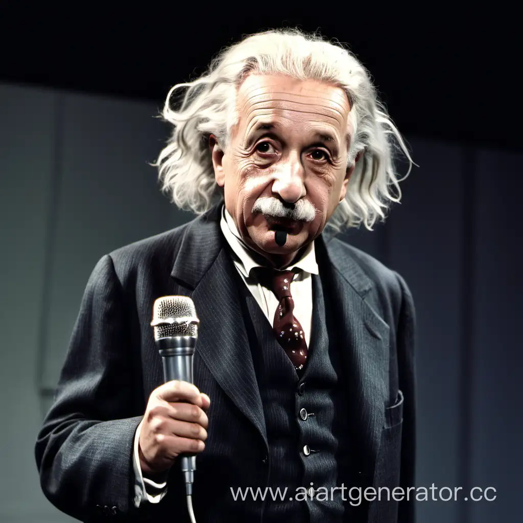 Albert-Einstein-Speaking-at-55-Scientific-Icon-with-Microphone