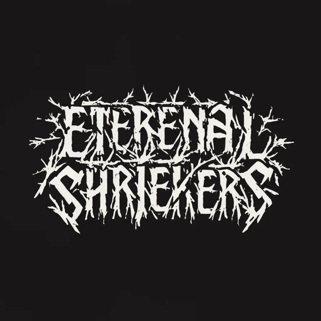 a logo design,with the text "ETERNAL SHRIEKERS", main symbol:Ruptured shreddered death metal text,Moderate,clear background