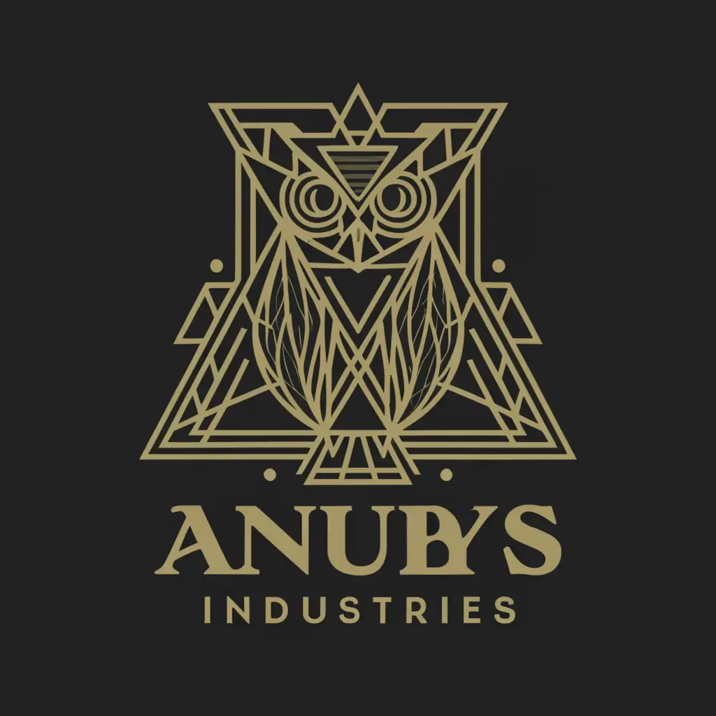a logo design,with the text "Anubys Industries, since the beginning", main symbol:Owl in a triangle, must look ancient,complex,be used in Religious industry,clear background