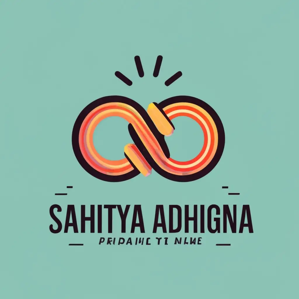 logo, Handshake infinity, with the text "Sahitya Adhigana", typography