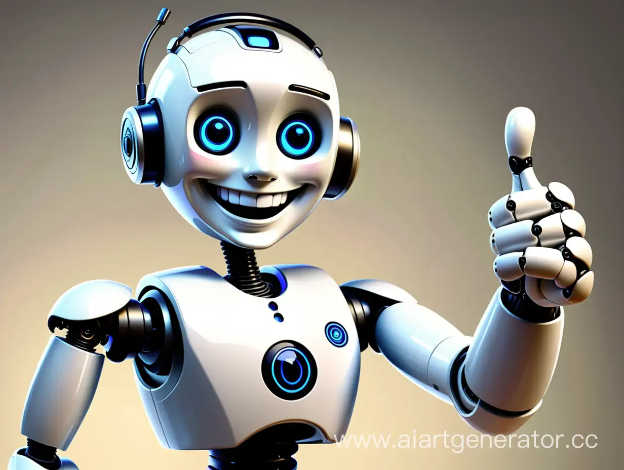 Cheerful-Humanoid-Robot-Assistant-Gives-Reassuring-Thumbs-Up