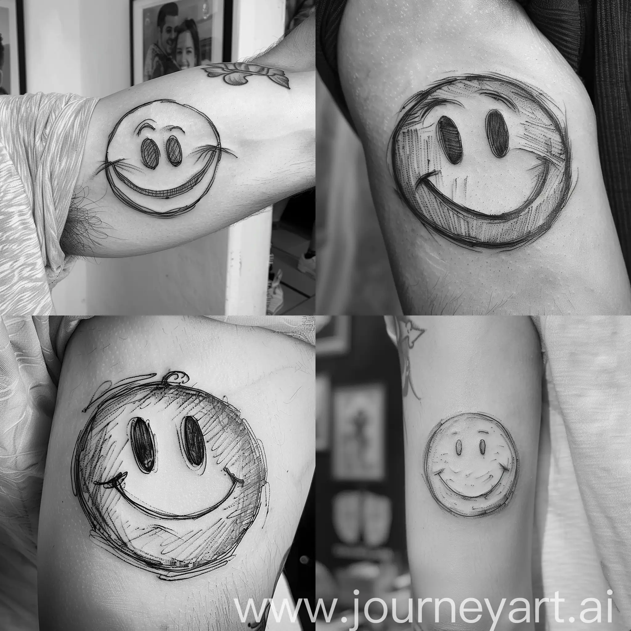 Cheerful-Tricep-Tattoo-Sketch-Smiley-Design