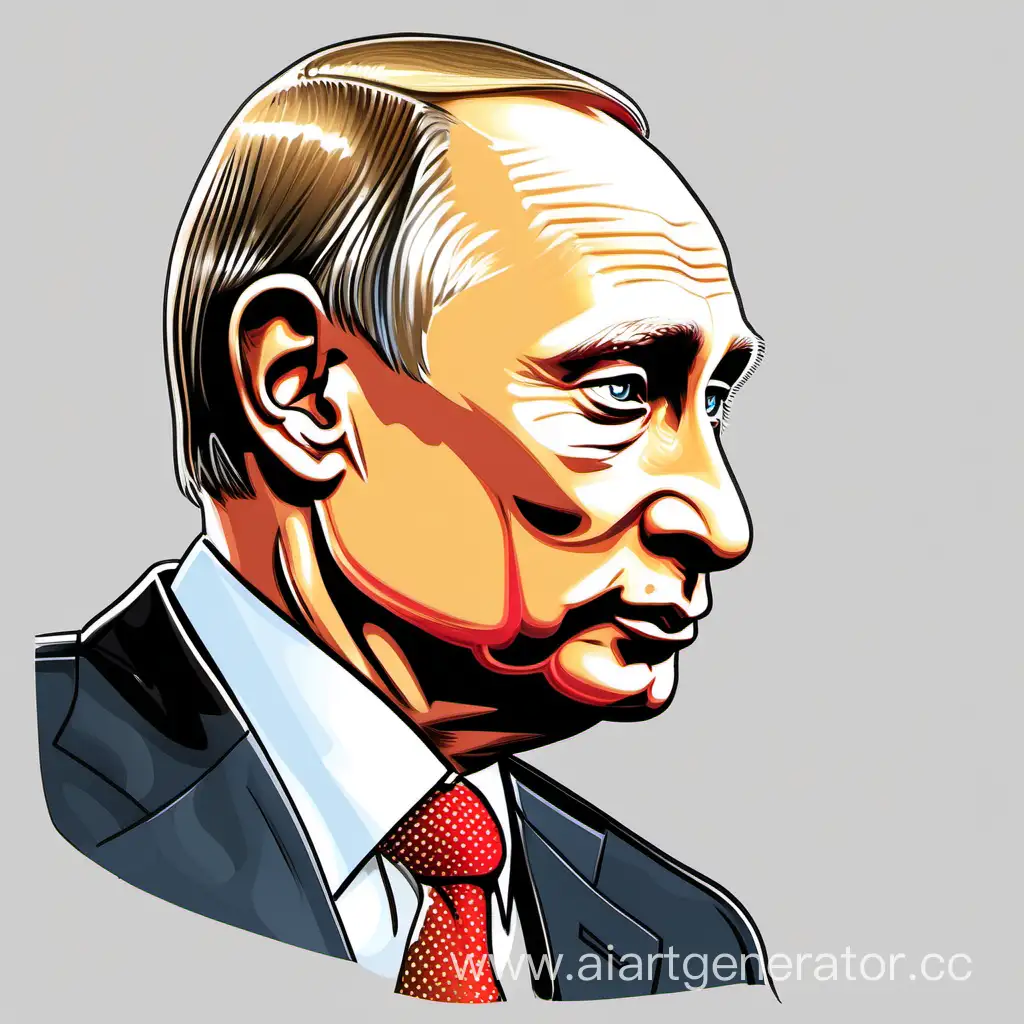 Cartoon-Drawing-of-Vladimir-Putin-in-Profile-View