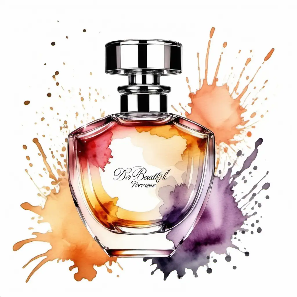 Elegant-Perfume-Bottle-with-Watercolor-Splashes-on-White-Background