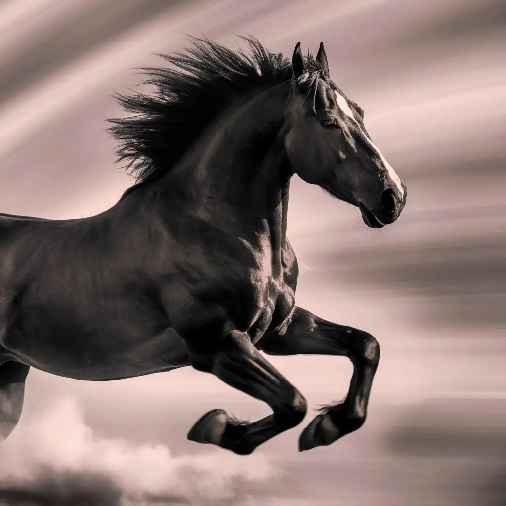 Galloping free horse, photographic style, extreme close up, art photography, Macik style