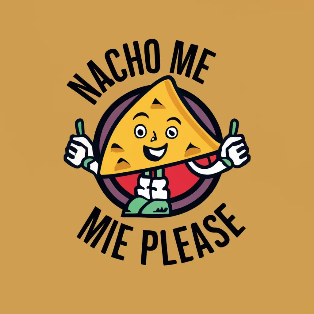 logo, Nacho as a mascot, with the text "Nacho Me Please ", typography, be used in Restaurant industry