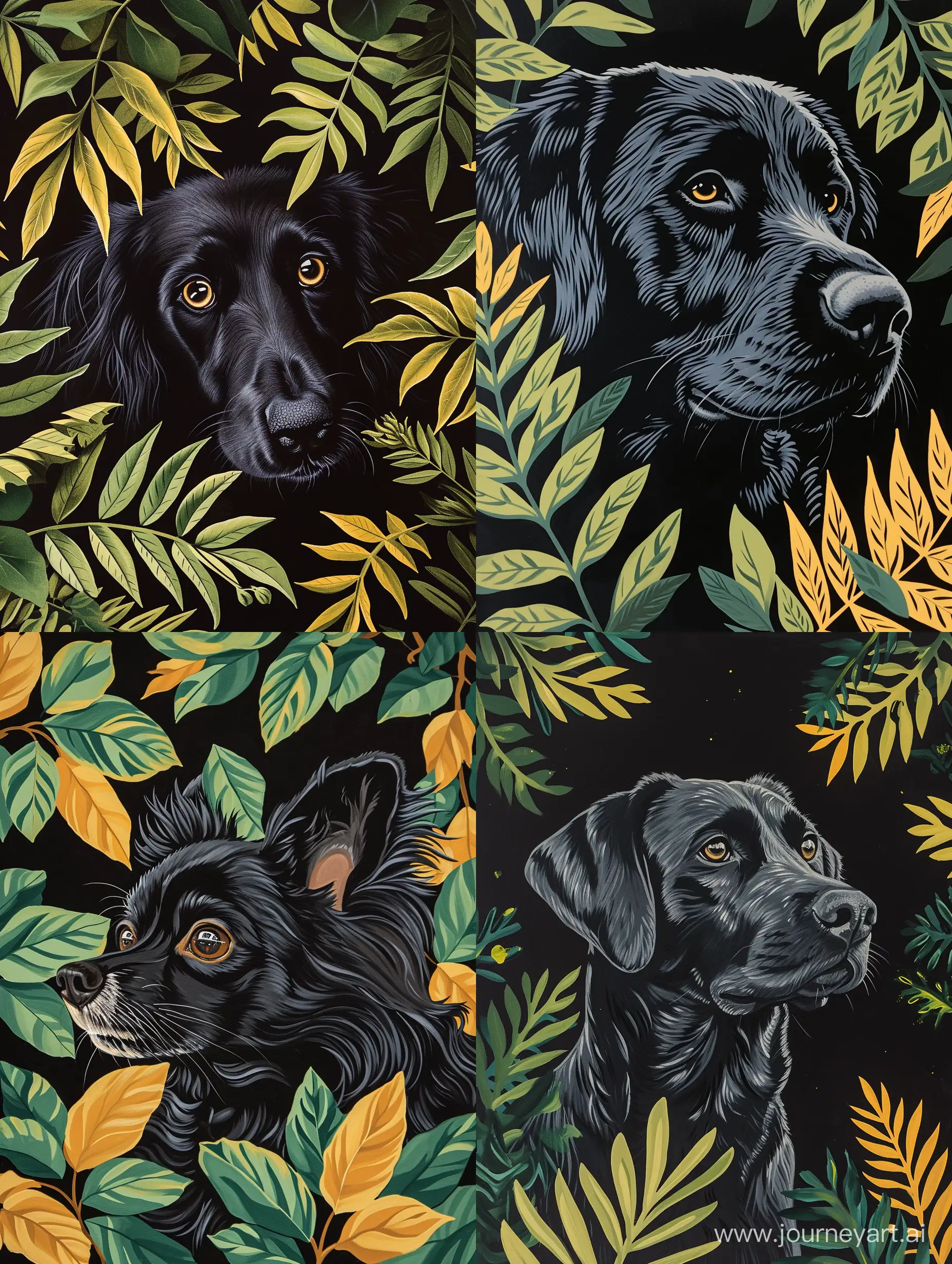 Elegant-Black-Dog-Portrait-with-Natureinspired-Background