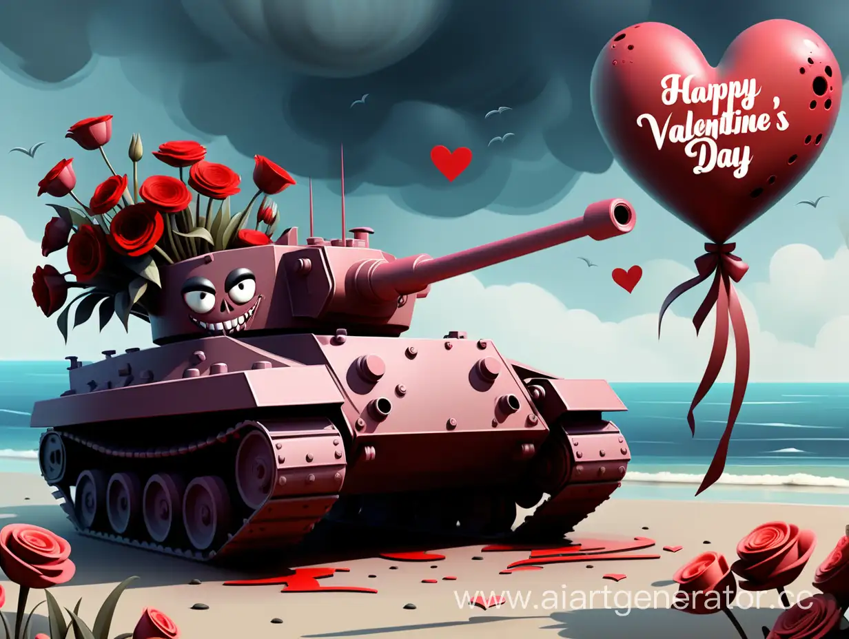 Nightmare-Tank-Valentines-Day-Tankman-with-Flowers-by-the-Sea