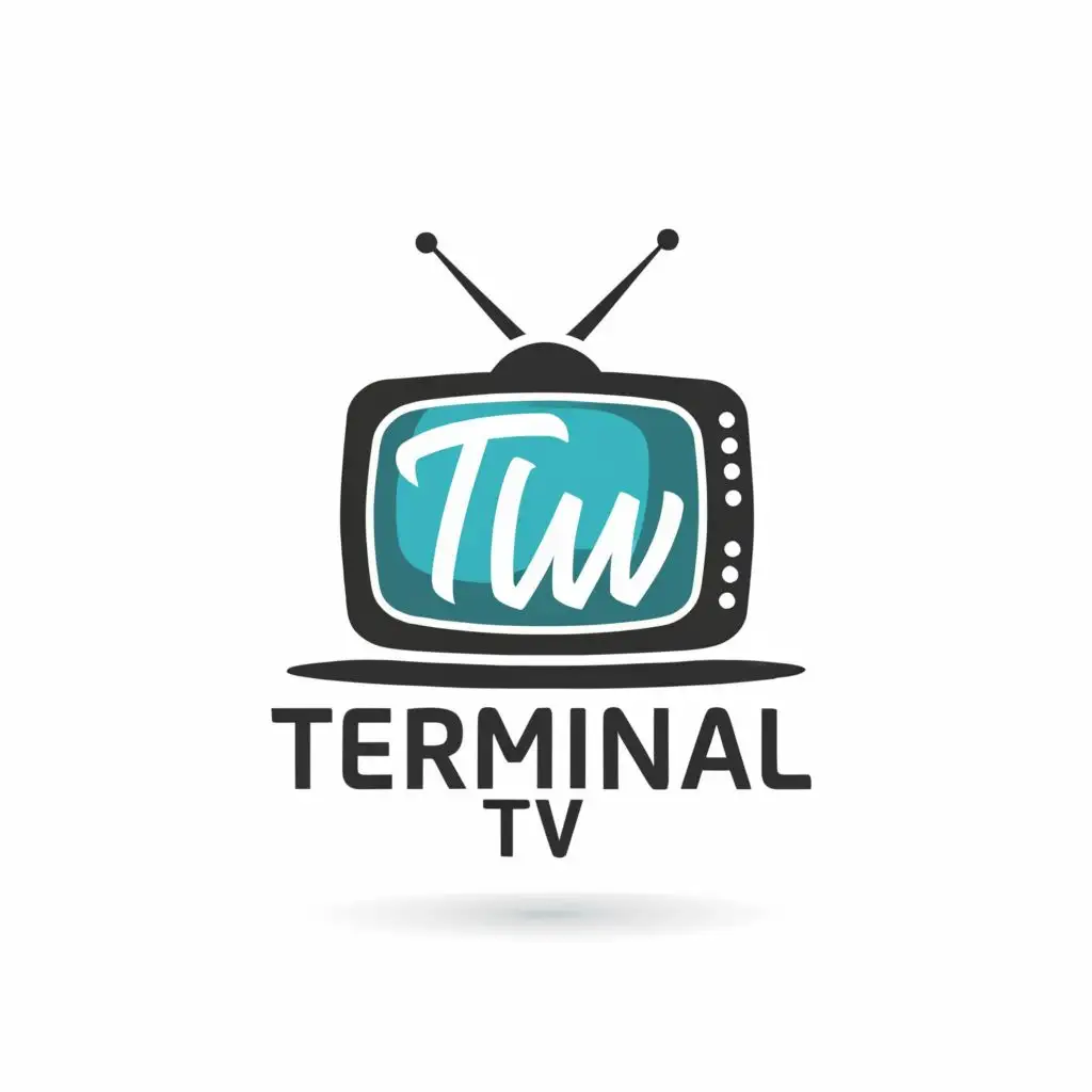 logo, tv, with the text "terminal TV", typography, be used in Entertainment industry