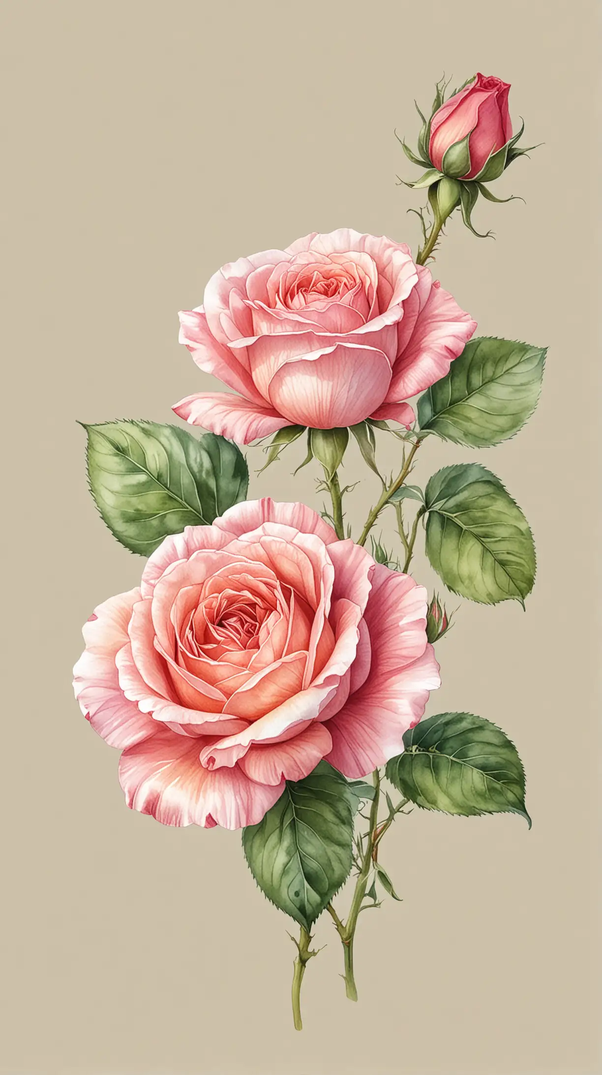 Rose Birthflower Line Art in Elegant Watercolor Style