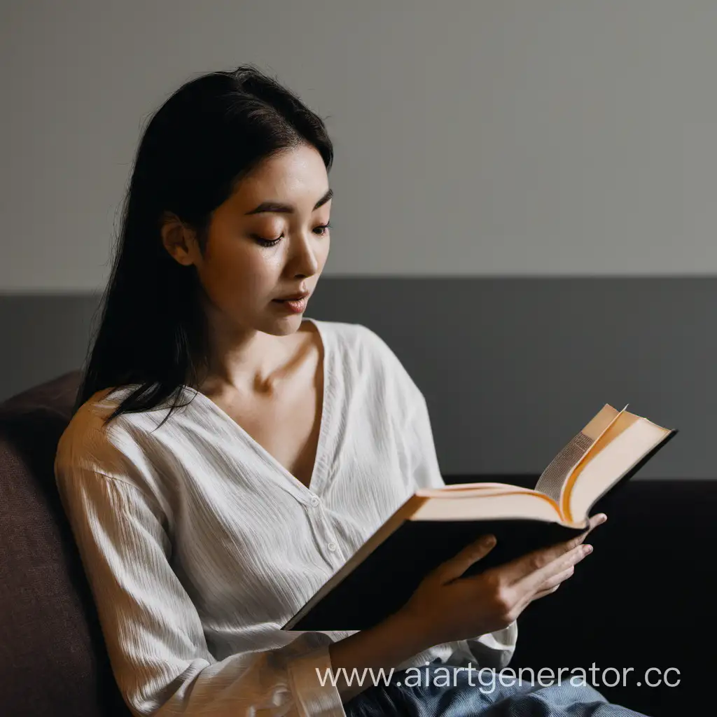 Woman-Engrossed-in-Reading-a-Book