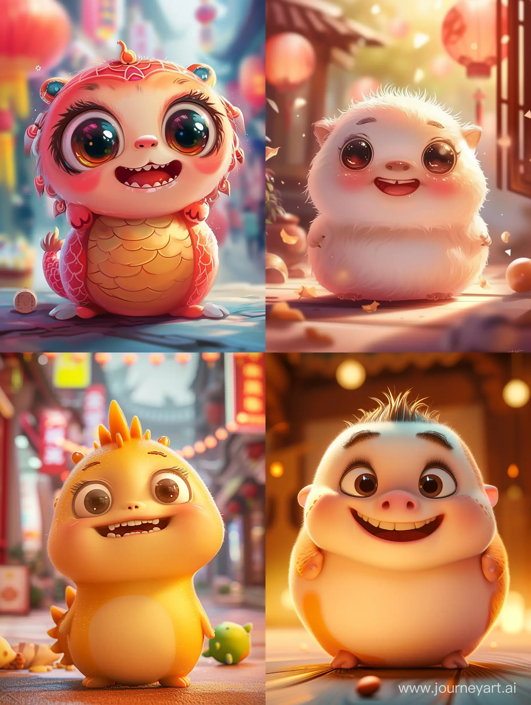 A cute cartoon character with a chubby face, big eyes, and a big smile representing the Chinese zodiac year of the Dragon. This adorable image is designed as a mobile wallpaper in a vibrant and lively anime style. The 8K HDR best quality ensures that every intricate detail is vividly displayed, making this artwork even more stunning.

