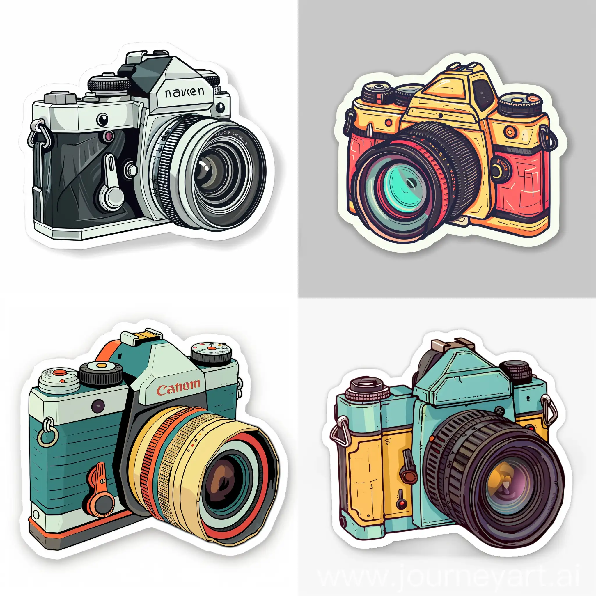 cartoon sticker of a camera,, in high quality vector style