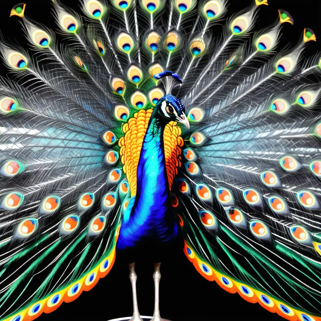 A transparent glass, peacock, bright and contrast Colorful,
