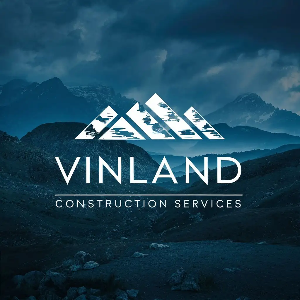 logo, mountain, land, with the text "VINLAND CONSTRUCTION SERVICES", typography, be used in Construction industry in white background image
