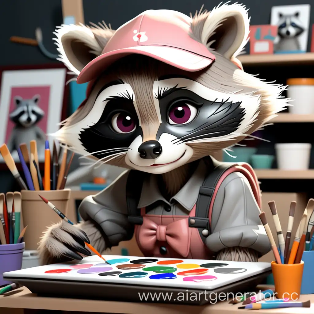 Adorable-Raccoon-Artist-Girl-Creating-Colorful-Masterpiece