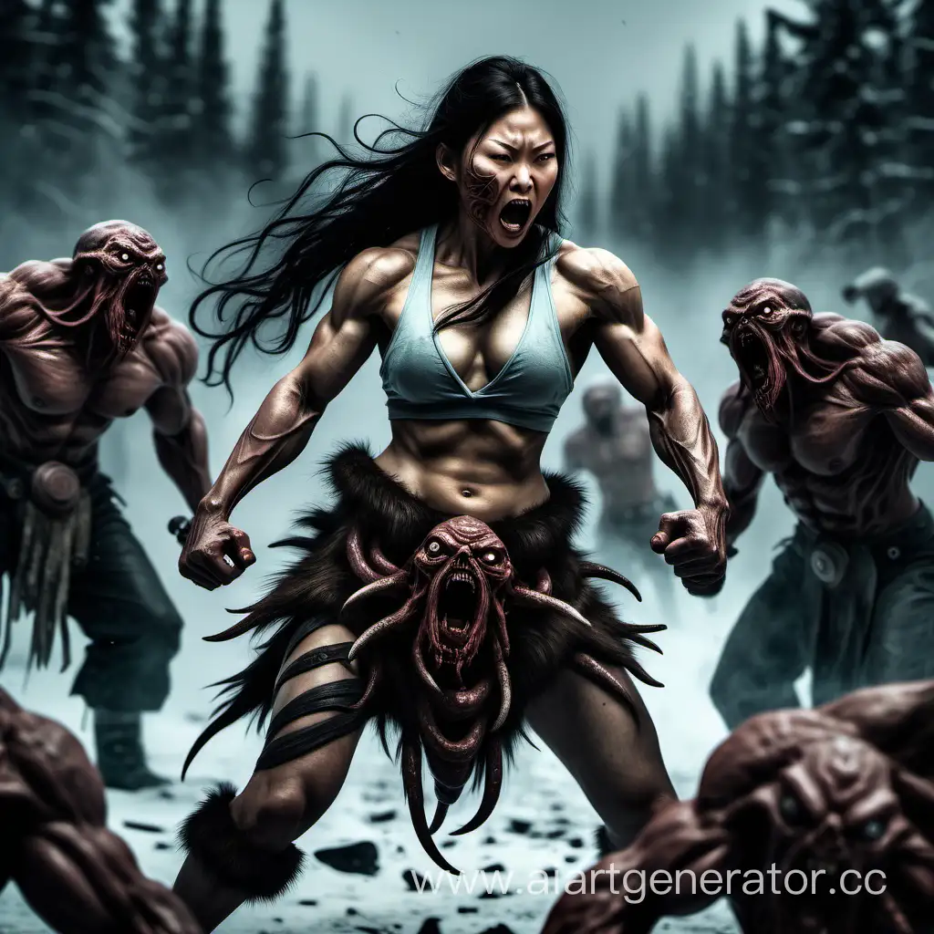 Courageous-Yakut-Woman-Confronts-Lovecraftian-Cultists-in-Epic-Battle