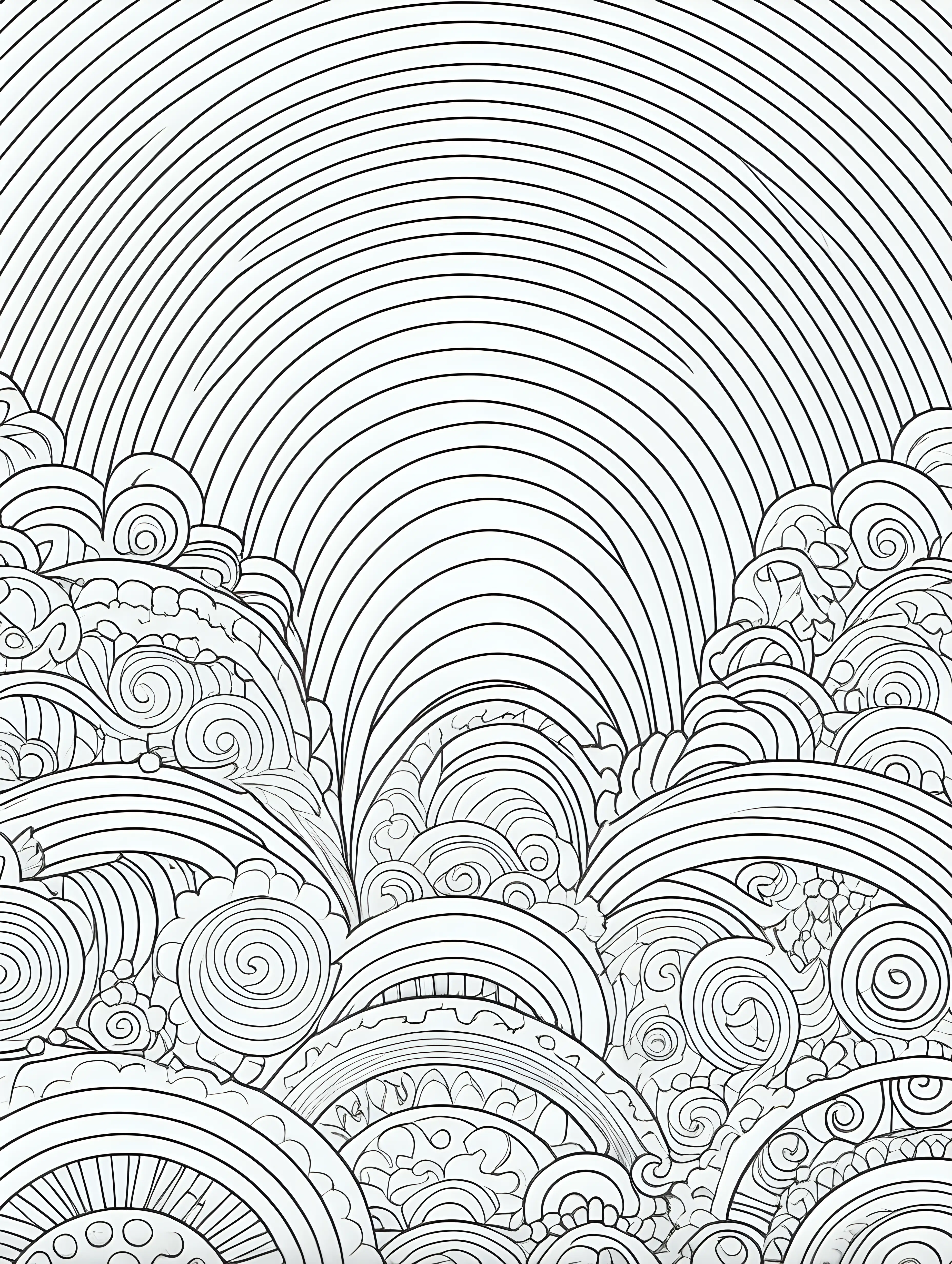 rainbow patterns, coloring page, no color
