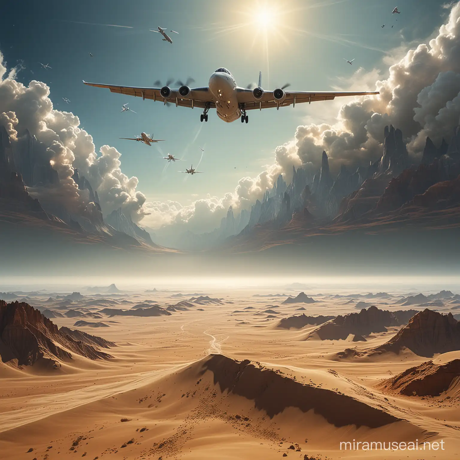 Majestic Earthscape Surreal Transformation and Harmonious Flight