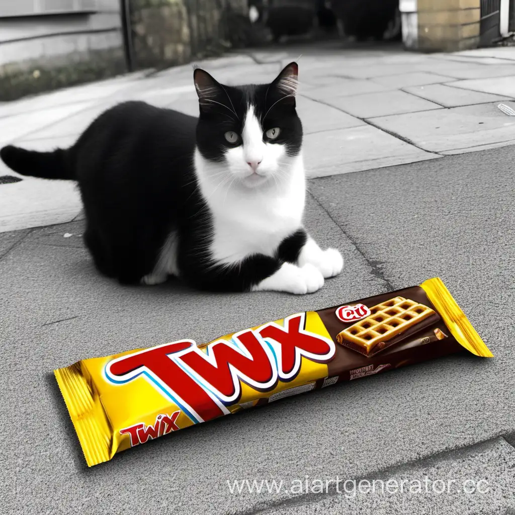 Adorable-Cat-with-Twix-Bar-Pattern-Playful-Feline-Enjoying-Sweet-Chocolate-Infusion