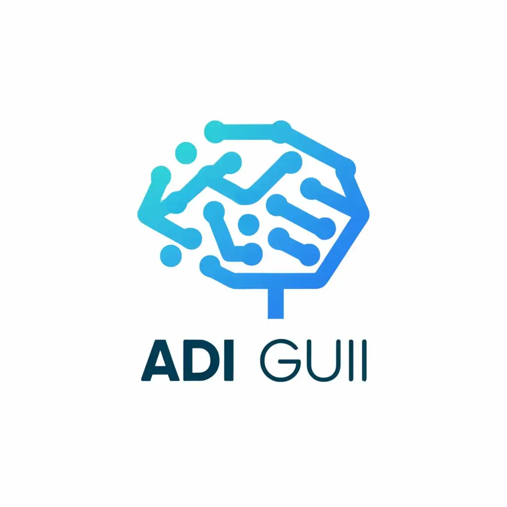 a logo design,with the text "ADI GUI", main symbol:ADI stands for Amdocs Data Intelligence so logo look like based on Machine learning or AI model,Moderate,be used in Technology industry,clear background