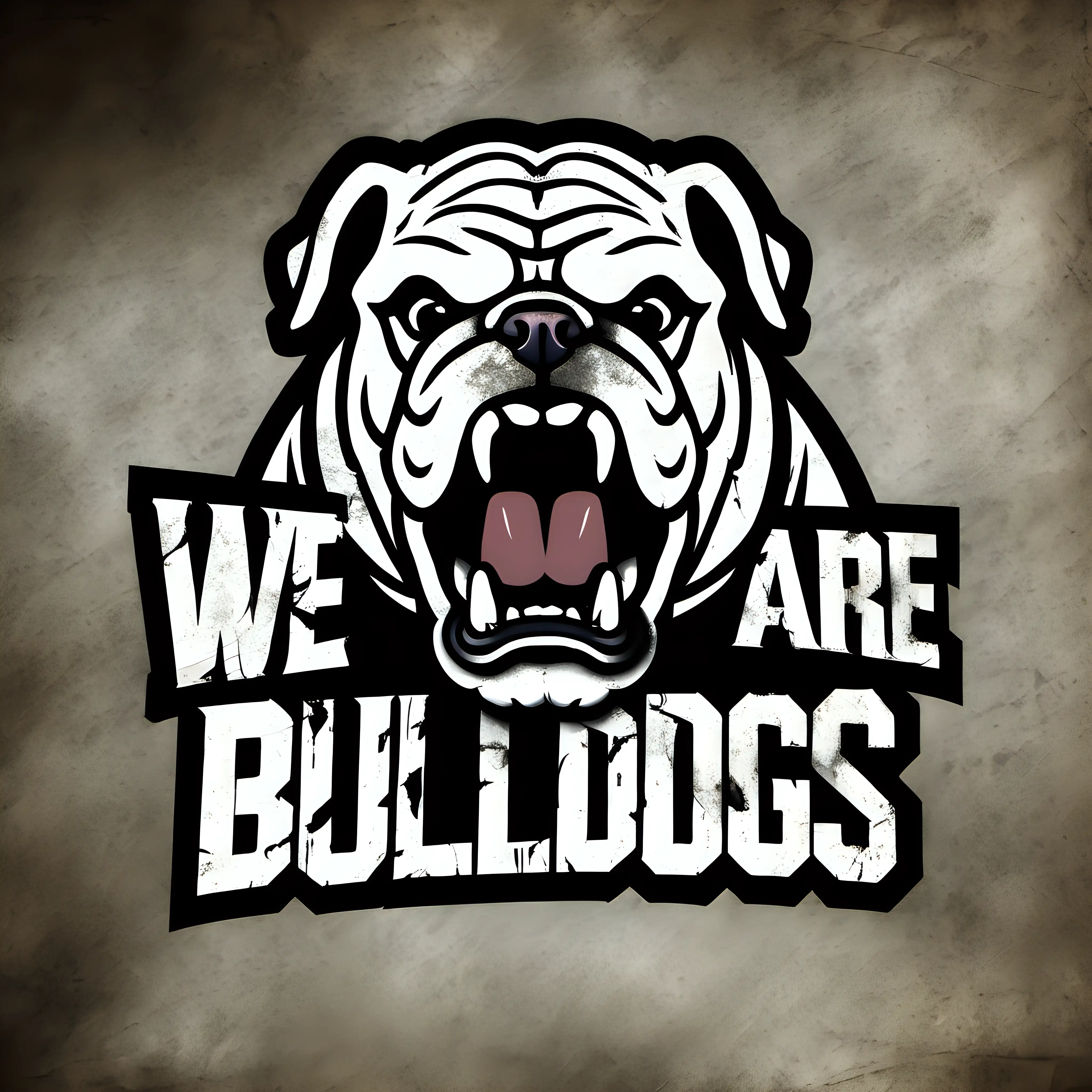 WE ARE BULLDOGS, DISTRESSED FONT, BLACK, GROWLING TEETH, FOOTBALL,NO BACKGROUND