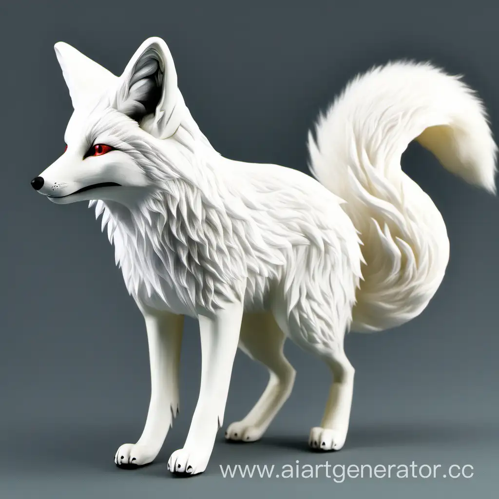Graceful-White-Fox-with-Dual-Tails-in-Enchanting-Forest