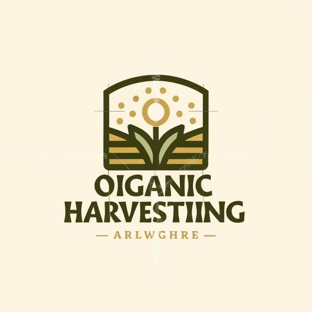 a logo design,with the text "orgainic harvesting", main symbol:farm field  logo,Minimalistic,clear background
