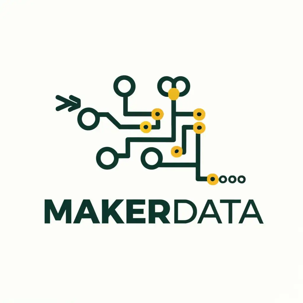 logo, circuit diagram, with the text "makerdata", typography