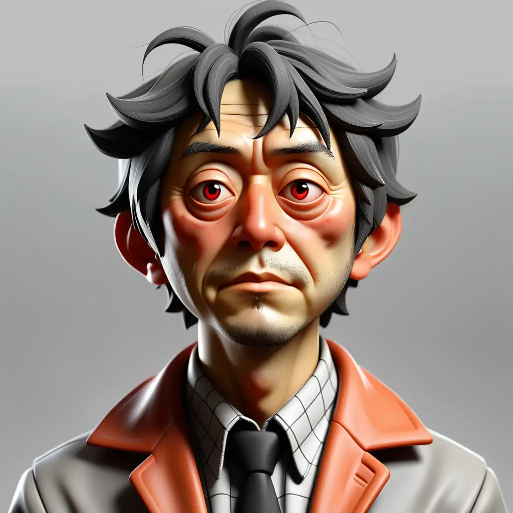 Kachulat Satoshi Portrait on Gray Background