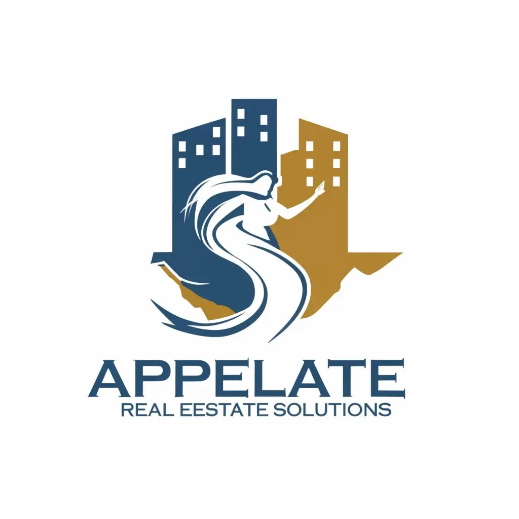 a logo design,with the text "Appellate Real Estate Solutions", main symbol:Women in real state. silhouette of a woman , the outline of the USA,Minimalistic,be used in Real Estate industry,clear background