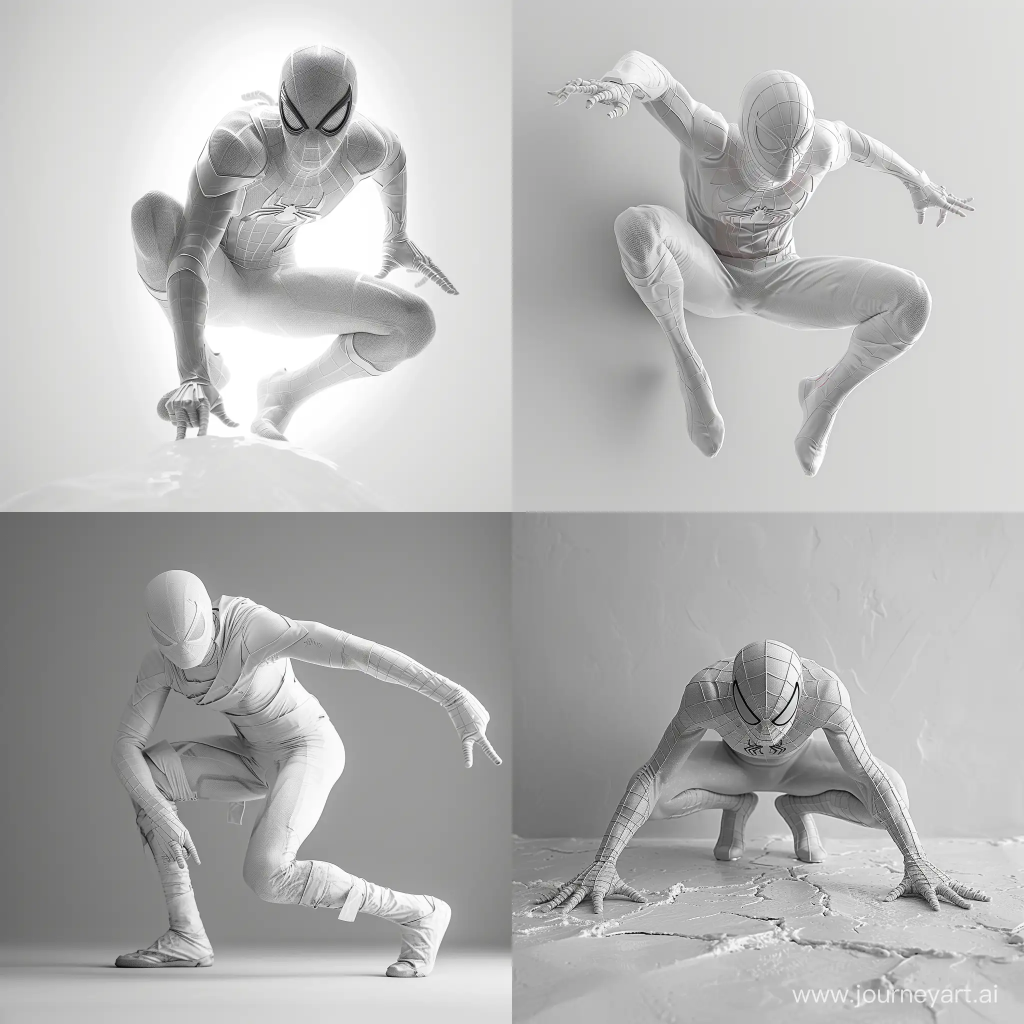 Spider Man in white ultra-realistic photograph 