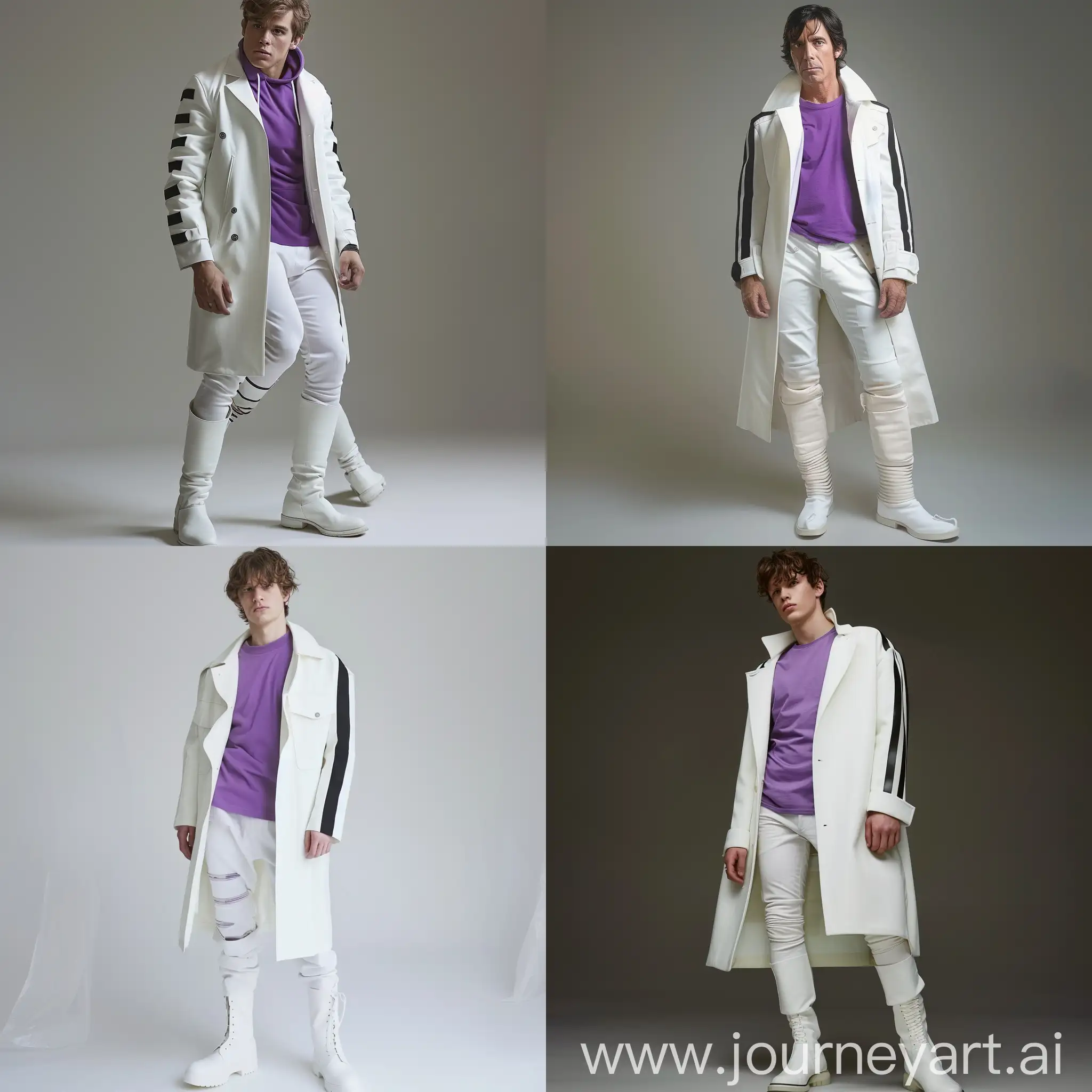 Fashionforward-Male-Model-in-Trendy-Striped-Coat-and-White-Ensemble