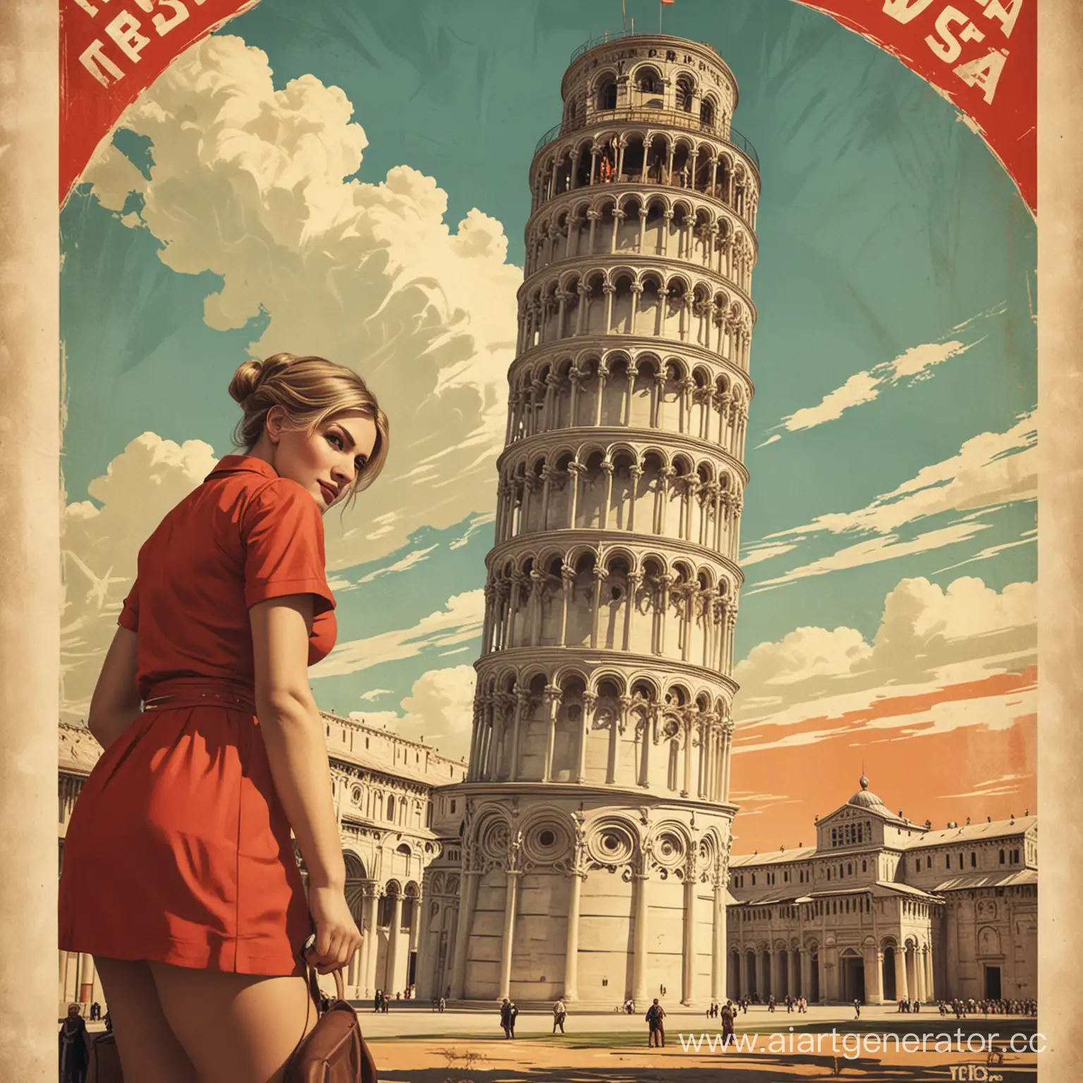 Soviet-Poster-Style-Leaning-Tower-of-Pisa-Iconic-Architecture-with-Socialist-Flair