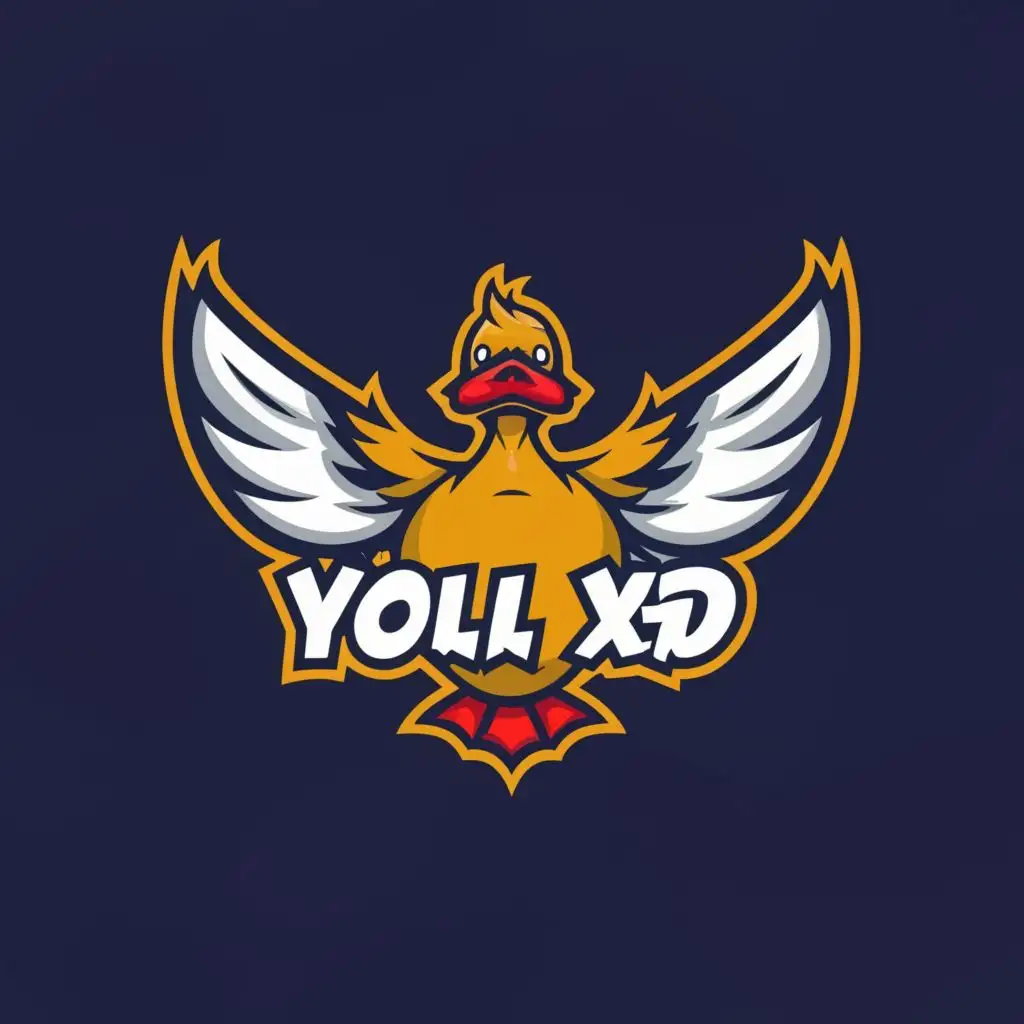 logo, wings , big logo for screen , cool
duck, with the text "YOLO XD", typography, be used in Animals Pets industry