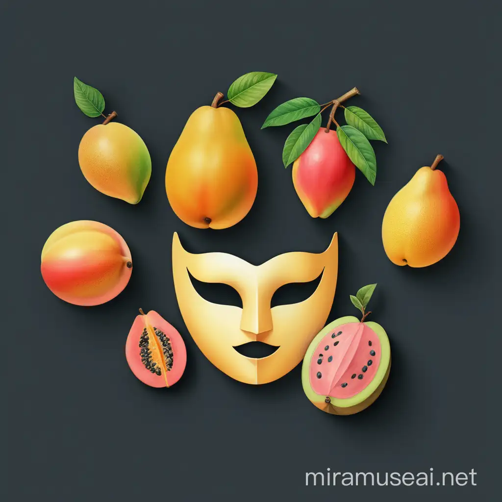 Minimalist Fruit Mask in Giuseppe Arcimboldo Style