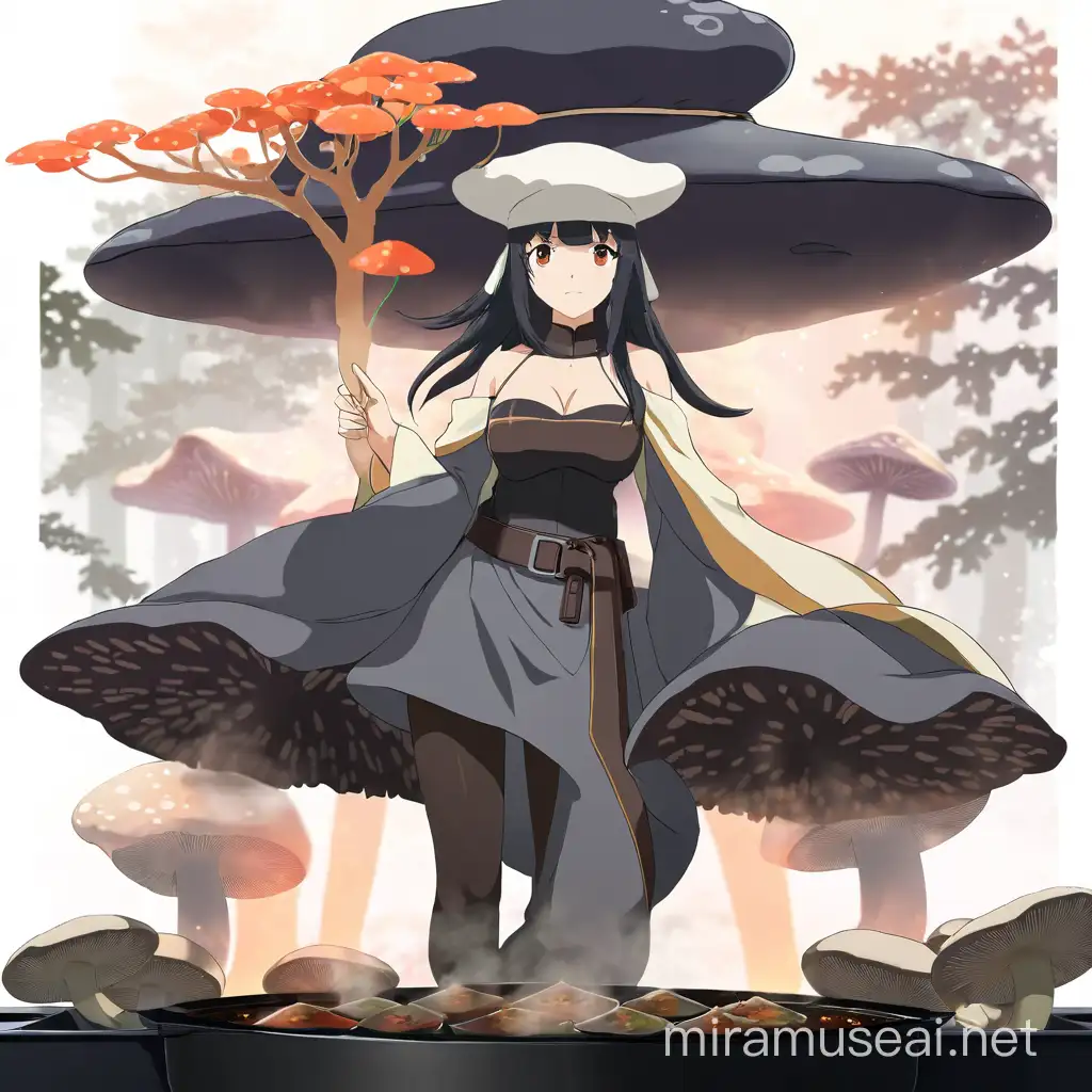 Anime image of mushroom hot pot