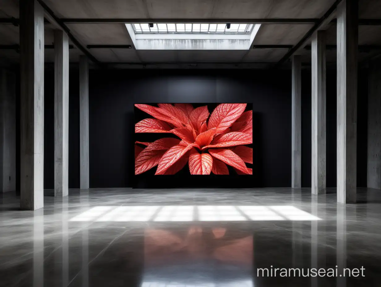 Modern Freestanding LED Screen on Concrete Floor