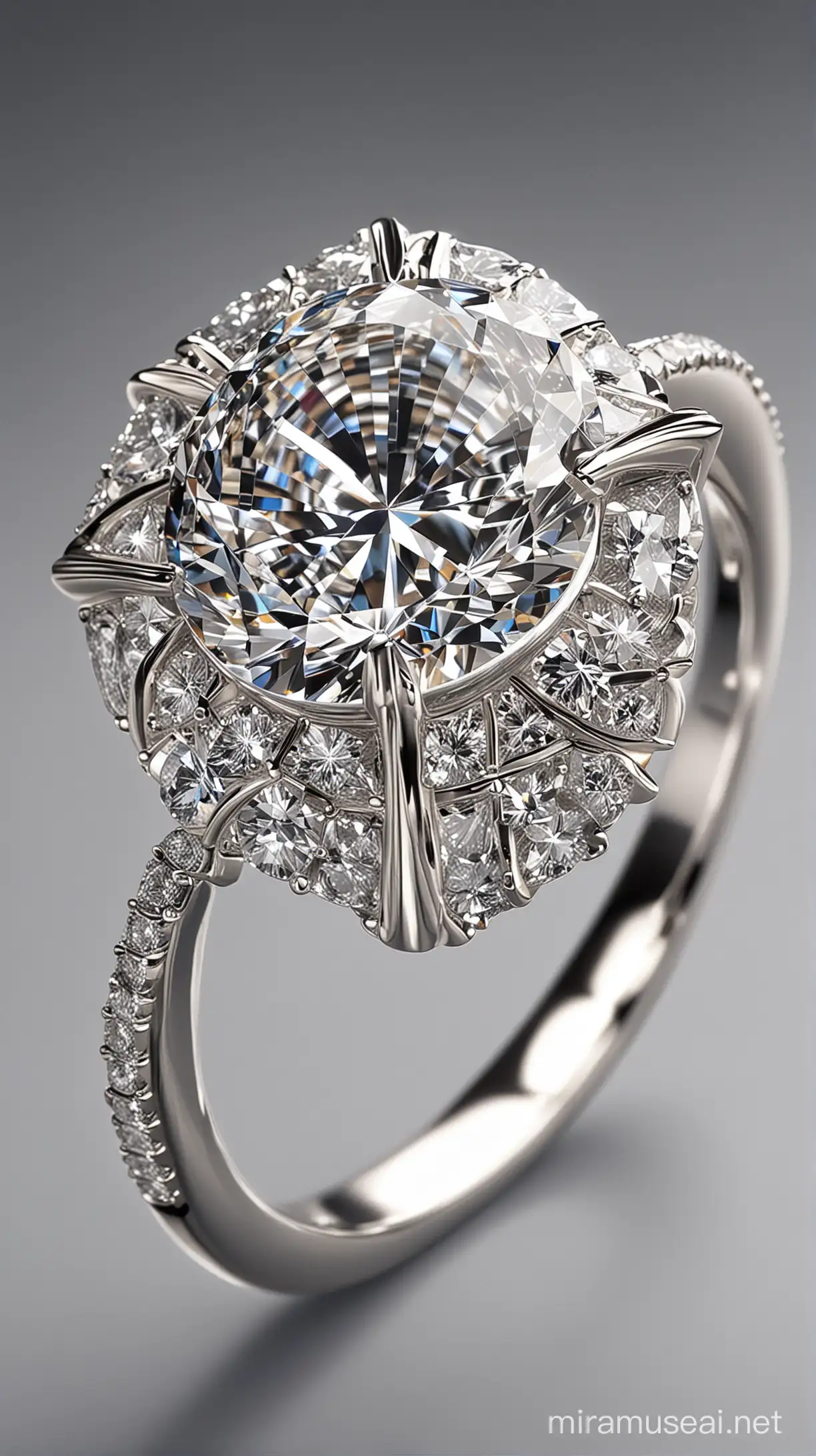 خاتم الماسي مصنوع من الماس الفاخر بتقطيعات هندسية رائعة