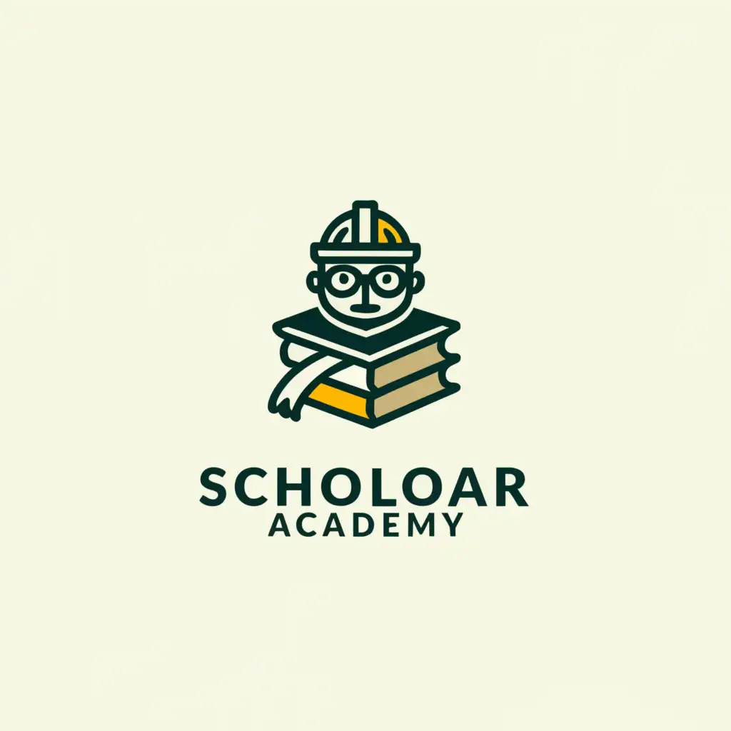 a logo design,with the text "SCHOLAR ACADEMY", main symbol:engineer, books,Moderate,be used in Education industry,clear background
