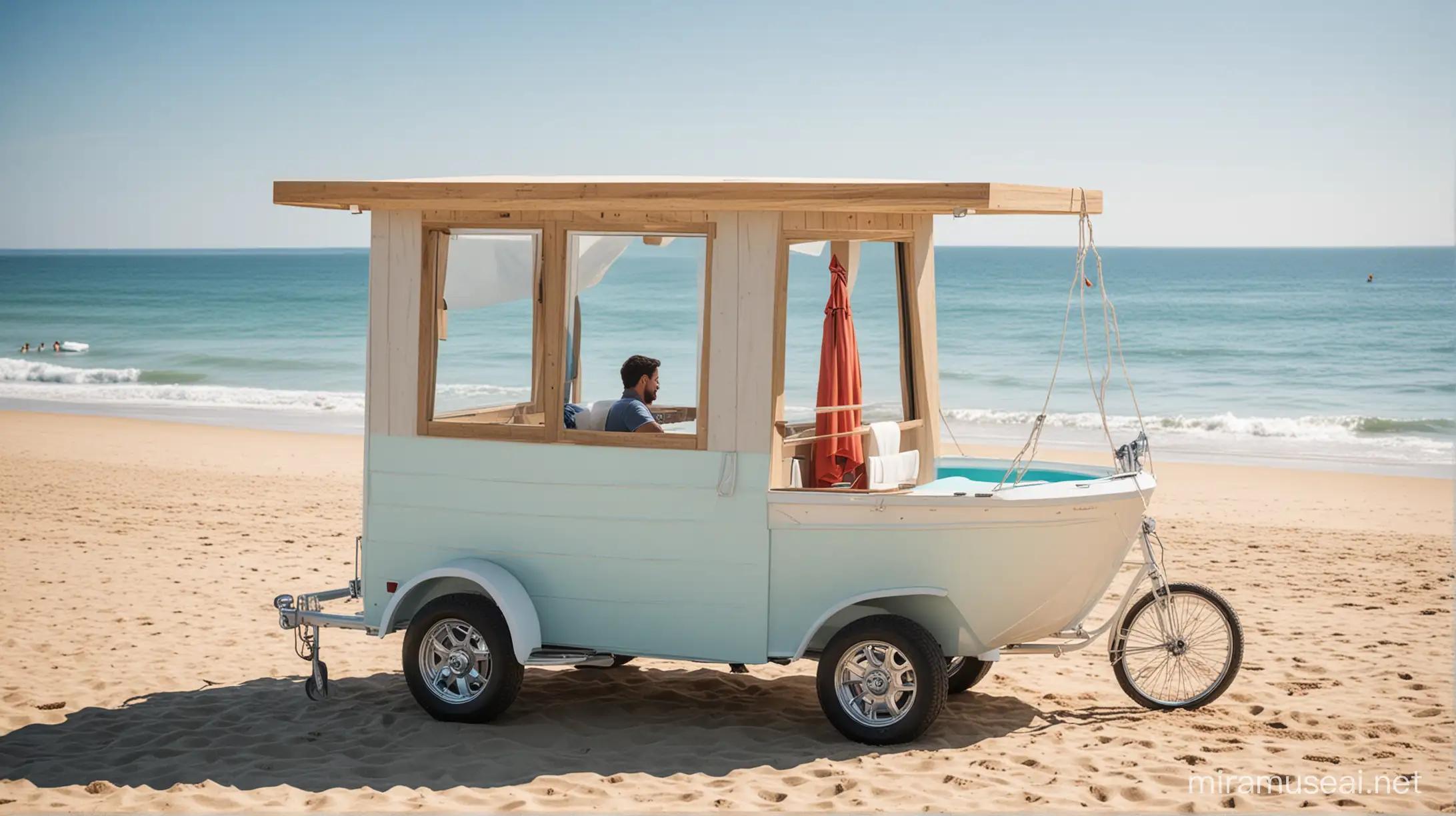 Versatile Beach Boat with Mobile Features and Branding